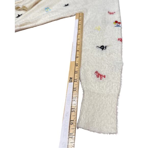 Cashmere&Wool White,Cardigan Sweater, Wmn SzS,embroidery,cottageCore Fuzzy Grany - Picture 15 of 16